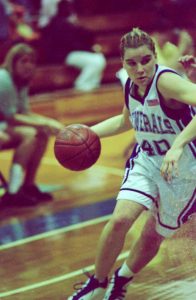 Sarah (Schmidt) Zipp playing NCAA basketball (1998-2001)